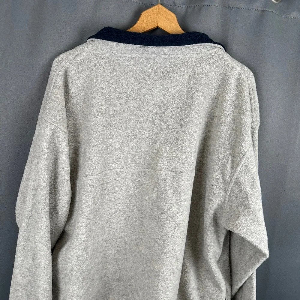 Big Dogs Mens Fleece Quarter Zip Pullover Oatmeal Navy Blue XL RN 64776